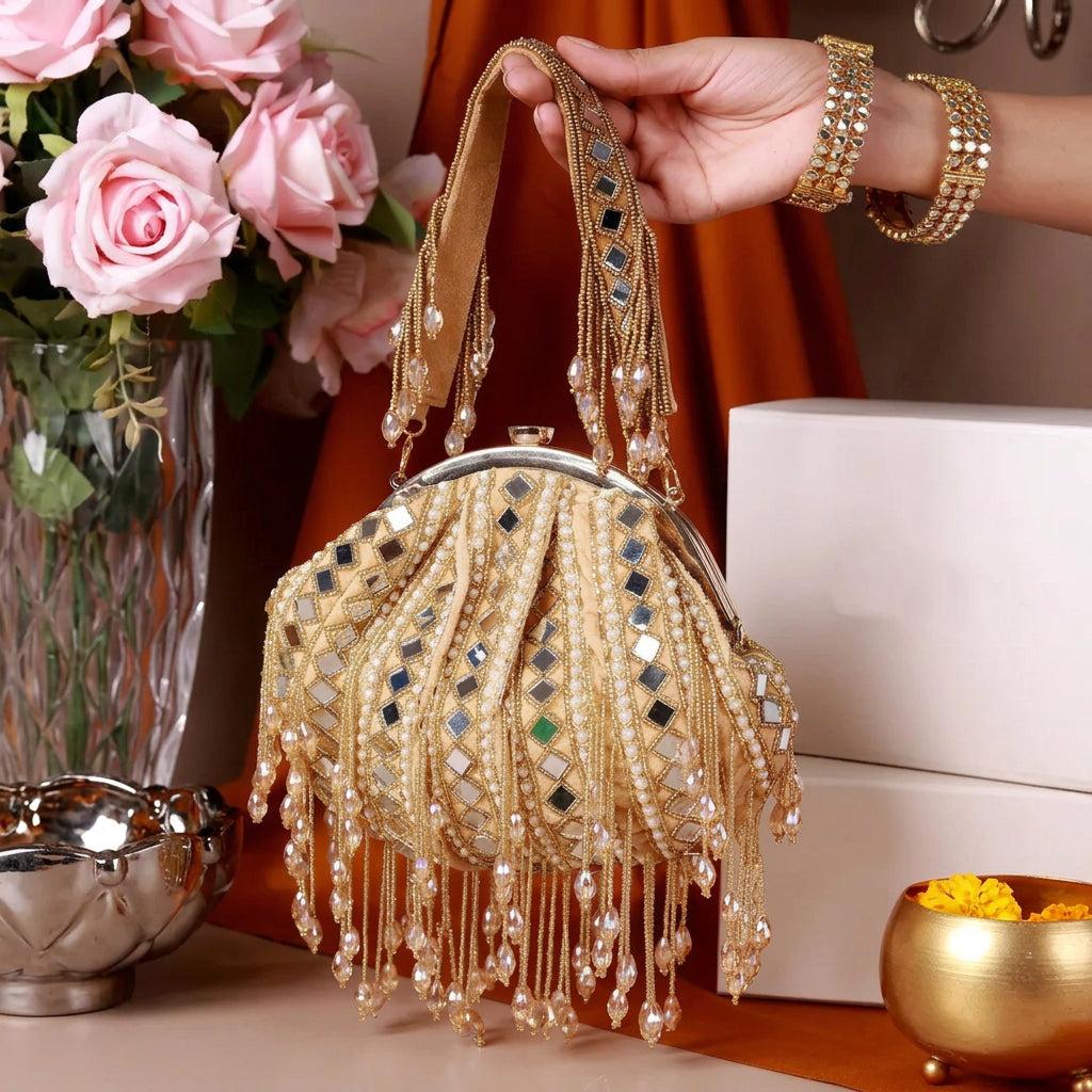 Sheesh Mahal Green Potli Bag