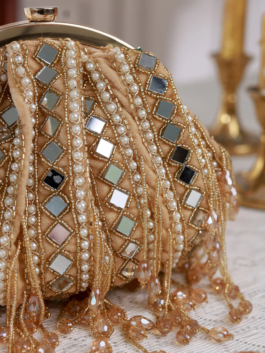 Sheesh Mahal Green Potli Bag