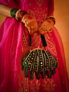 Sheesh Mahal Green Potli Bag
