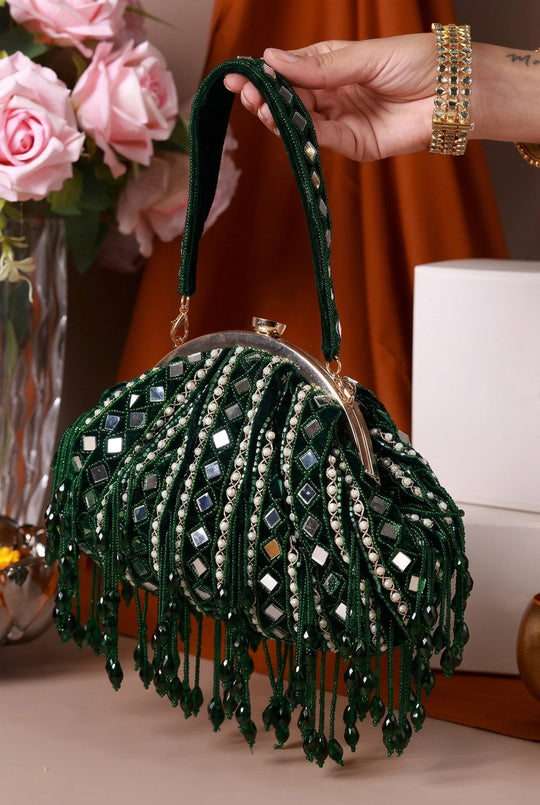 Sheesh Mahal Green Potli Bag