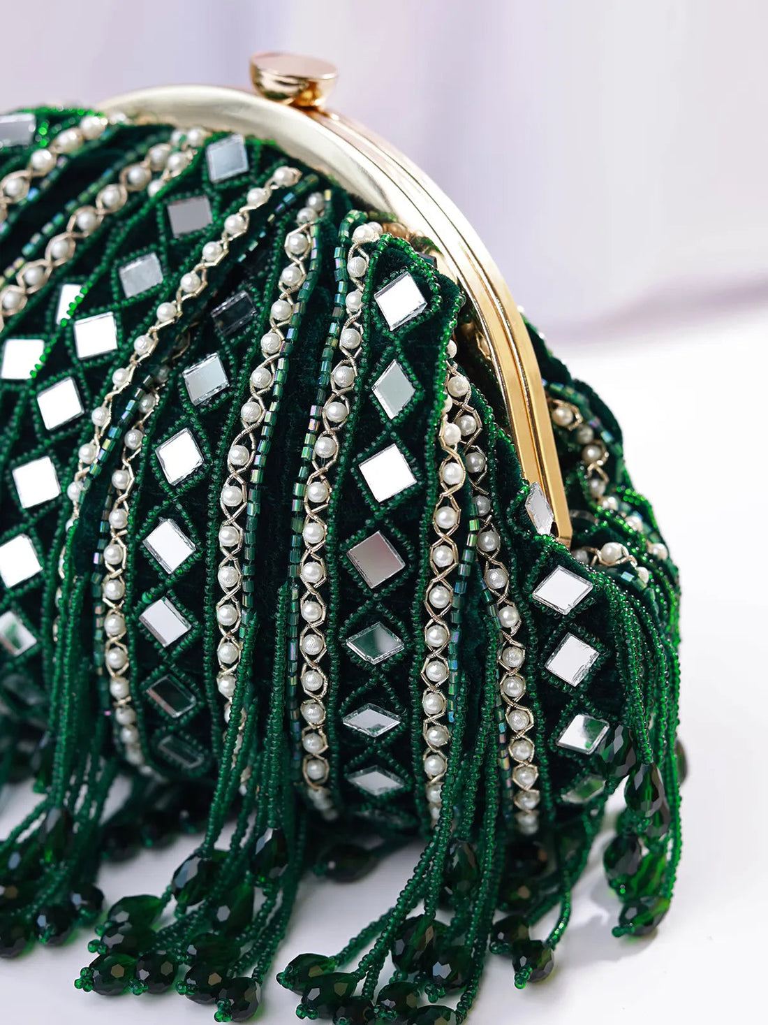 Sheesh Mahal Green Potli Bag