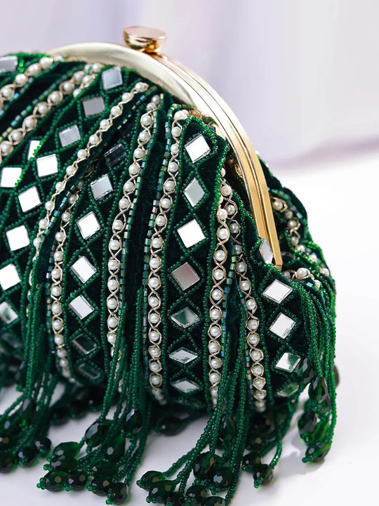 Sheesh Mahal Green Potli Bag