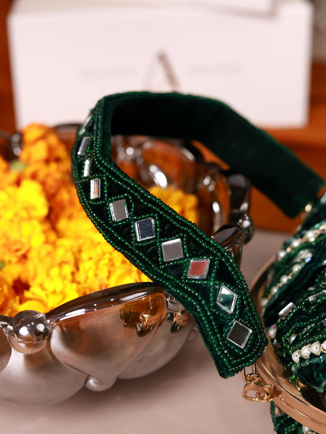 Sheesh Mahal Green Potli Bag