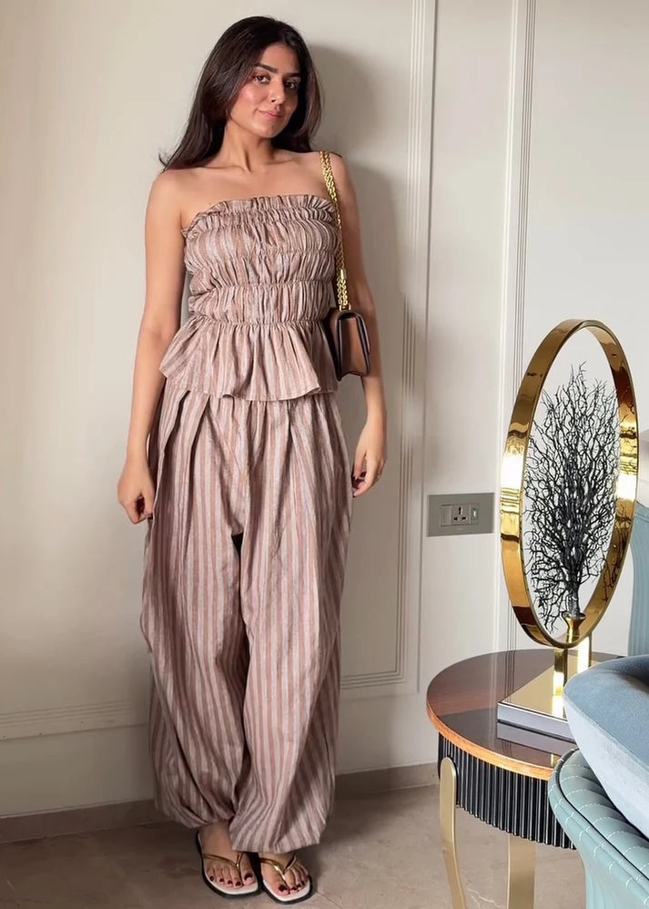 Toasted Sand Stripe Co-Ord Set
