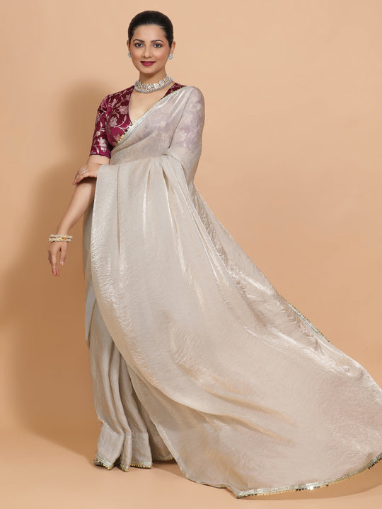 Silver Grey Ready-to-Wear One Minute Pre Draped Saree