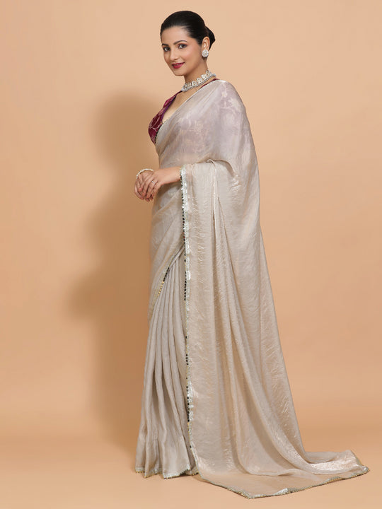 Silver Grey Ready-to-Wear One Minute Pre Draped Saree