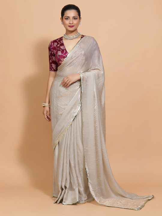 Silver Grey Ready-to-Wear One Minute Pre Draped Saree