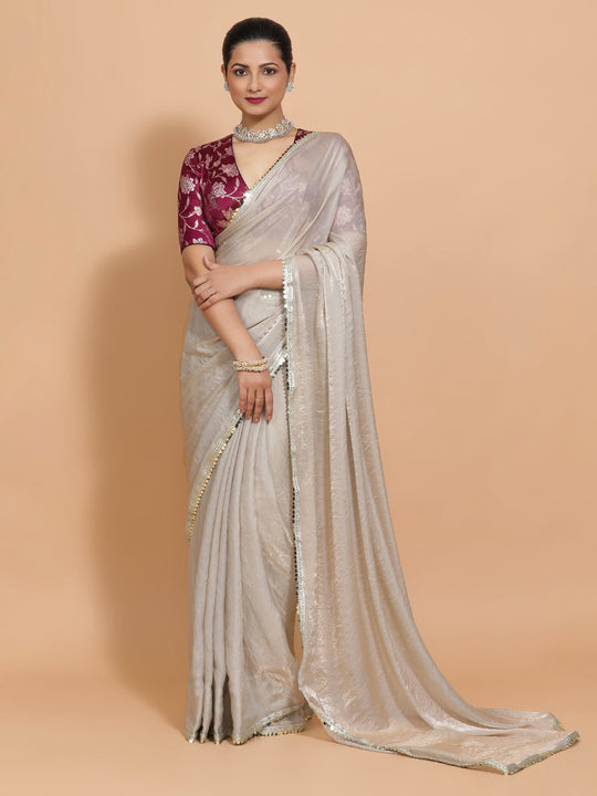 Silver Grey Ready-to-Wear One Minute Pre Draped Saree