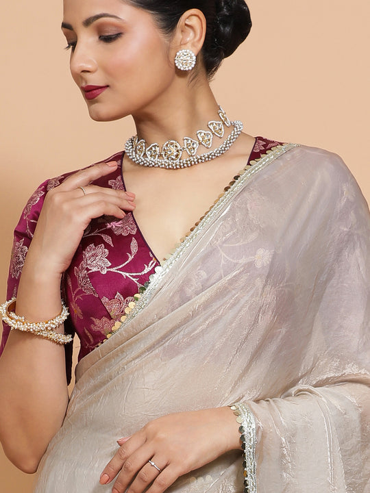 Silver Grey Ready-to-Wear One Minute Pre Draped Saree