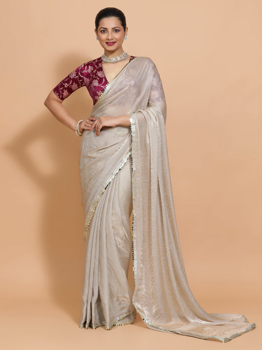 Silver Grey Ready-to-Wear One Minute Pre Draped Saree