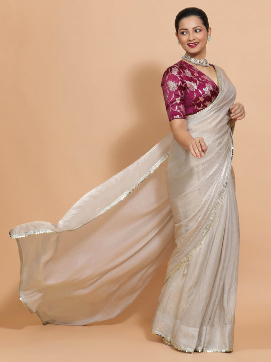 Silver Grey Ready-to-Wear One Minute Pre Draped Saree