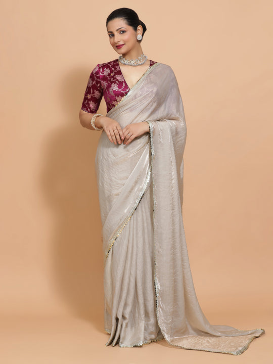 Silver Grey Ready-to-Wear One Minute Pre Draped Saree
