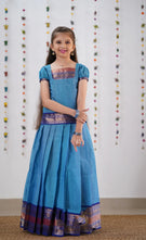 Sky Blue Cotton Pavadai Sattai