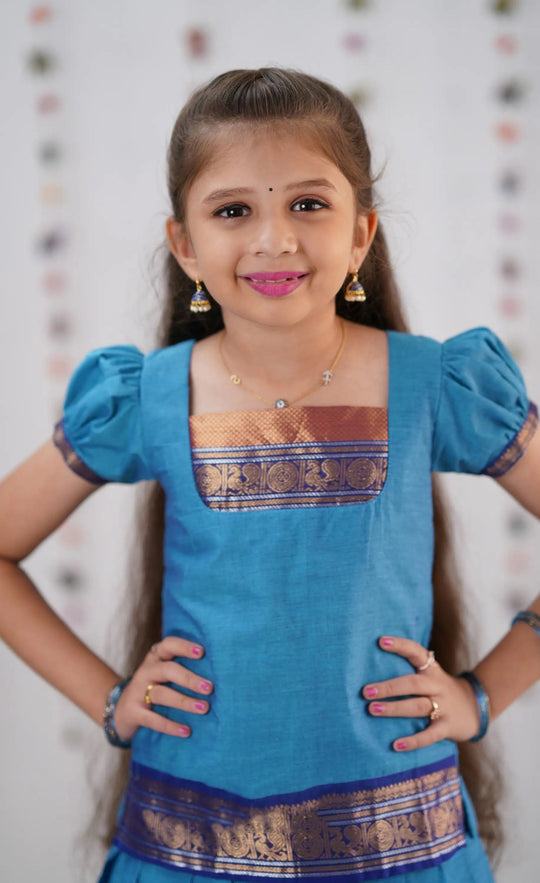 blue cotton pavadai