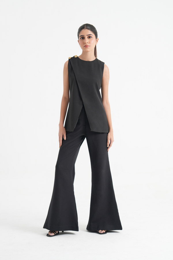 Sleek Asymmetrical Waistcoat with Belt