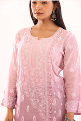 soft muslin long pink kurti