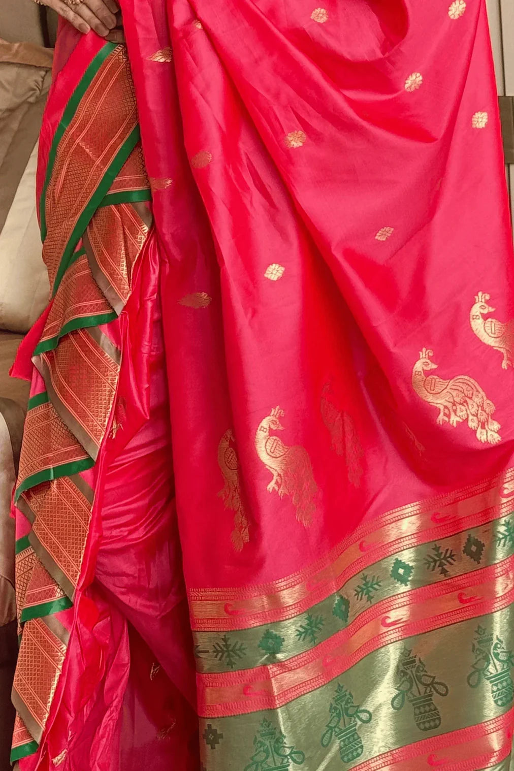 Soft Silk Pink Peshwai Nauvari  Ready to Wear Saree