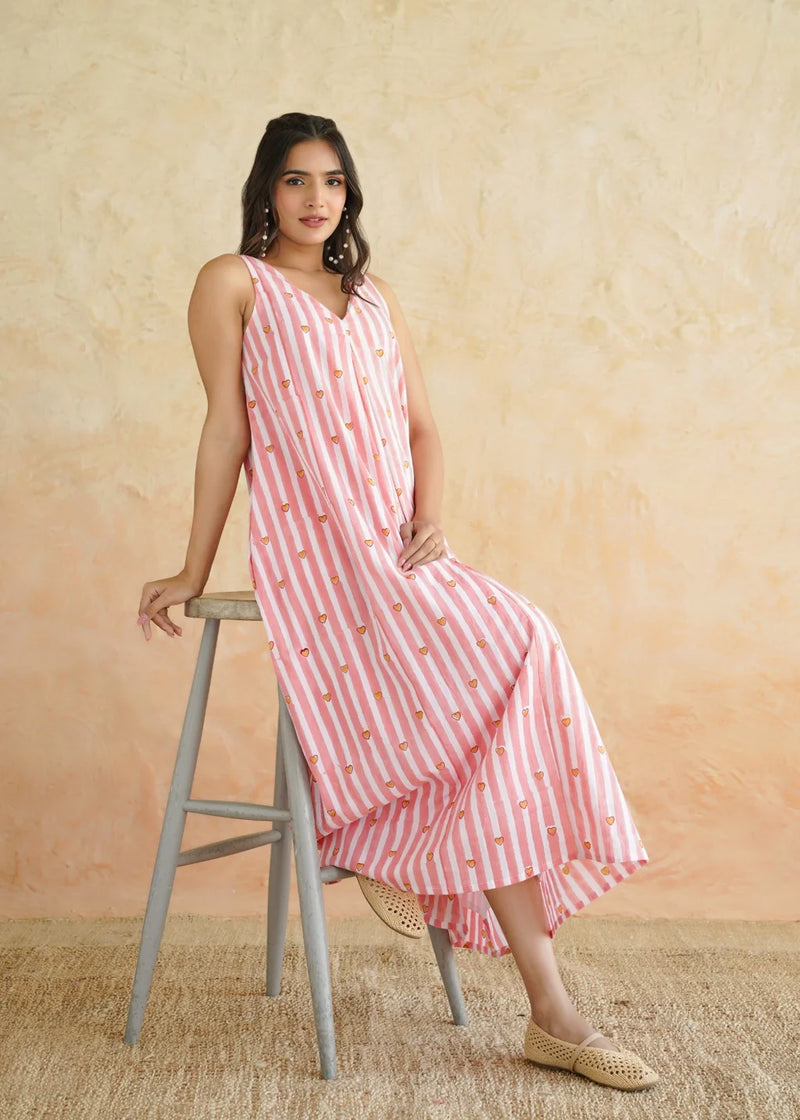 Noor Rasna Striped Cotton Maxi Dress