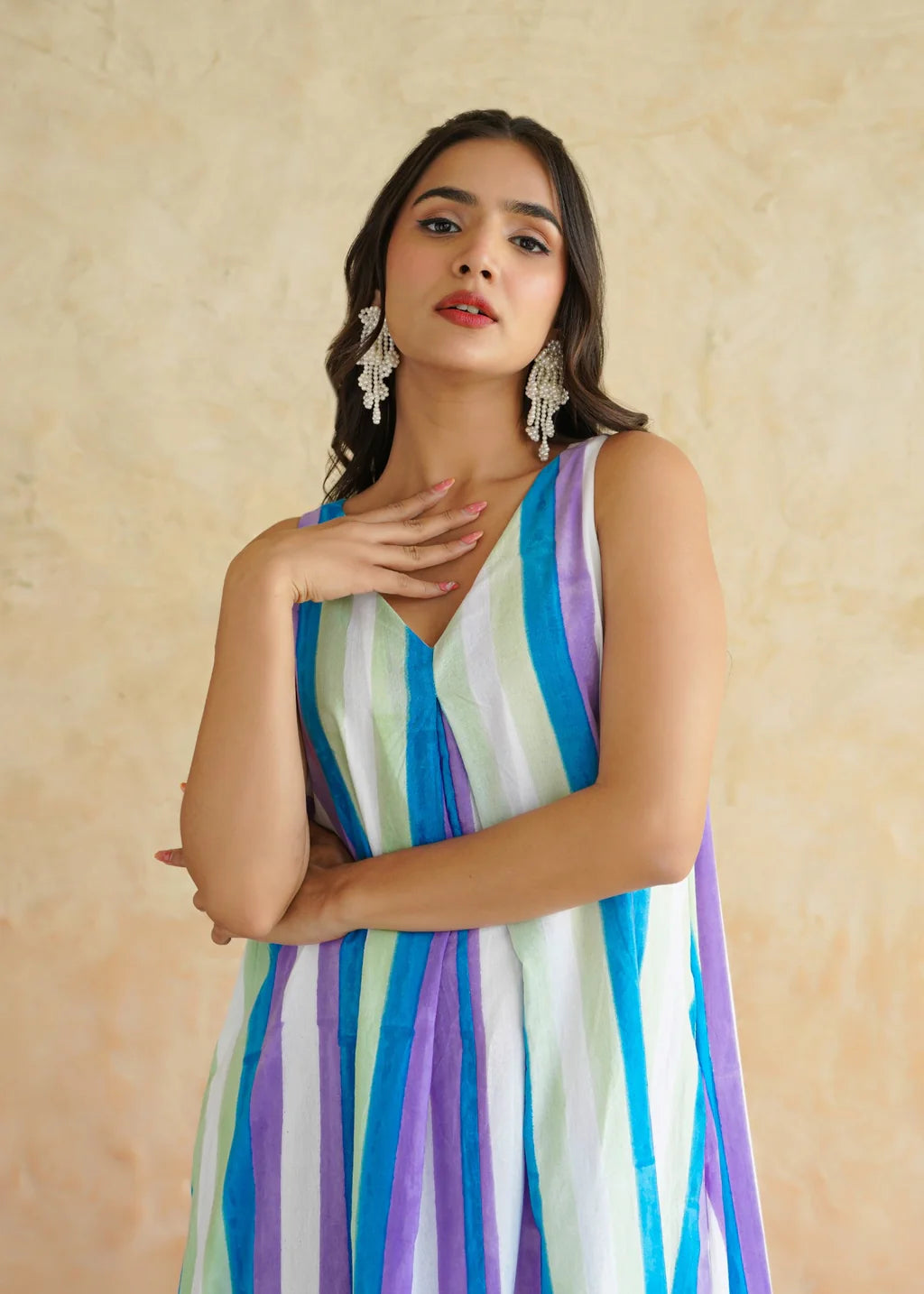 Noor Amara Striped Cotton Maxi Dress