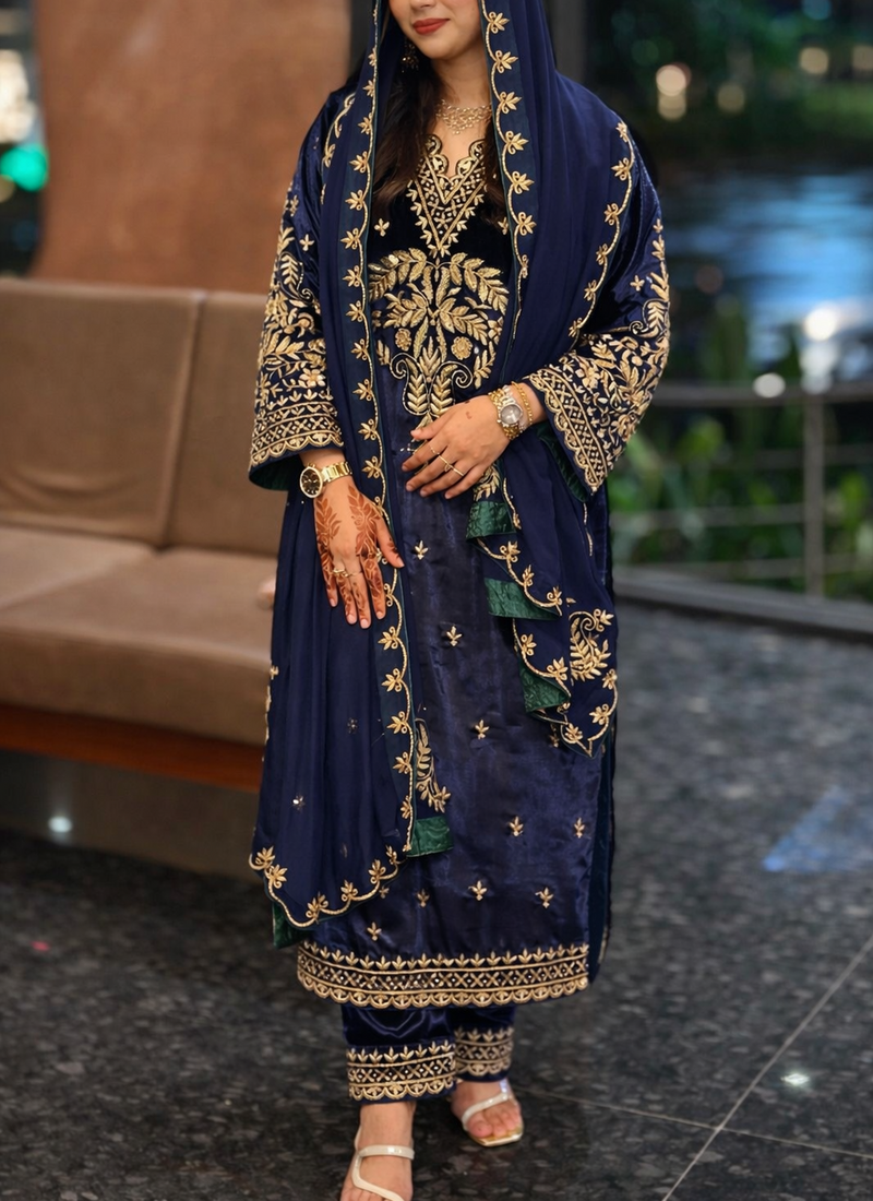 Royal Blue Velvet Suit – By Reet Lifestyle