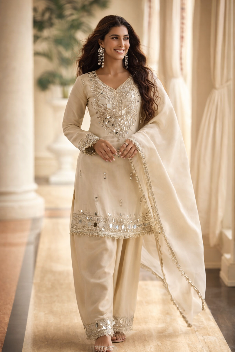 DESIGNER MIRROR PREMIUM SILK SALWAR SUIT