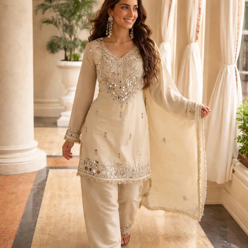 DESIGNER MIRROR PREMIUM SILK SALWAR SUIT