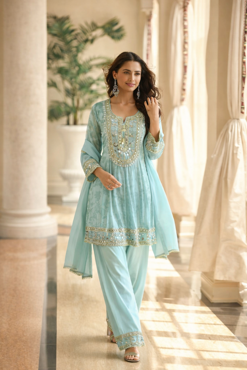 DESIGNER MIRROR PREMIUM SILK SALWAR SUIT