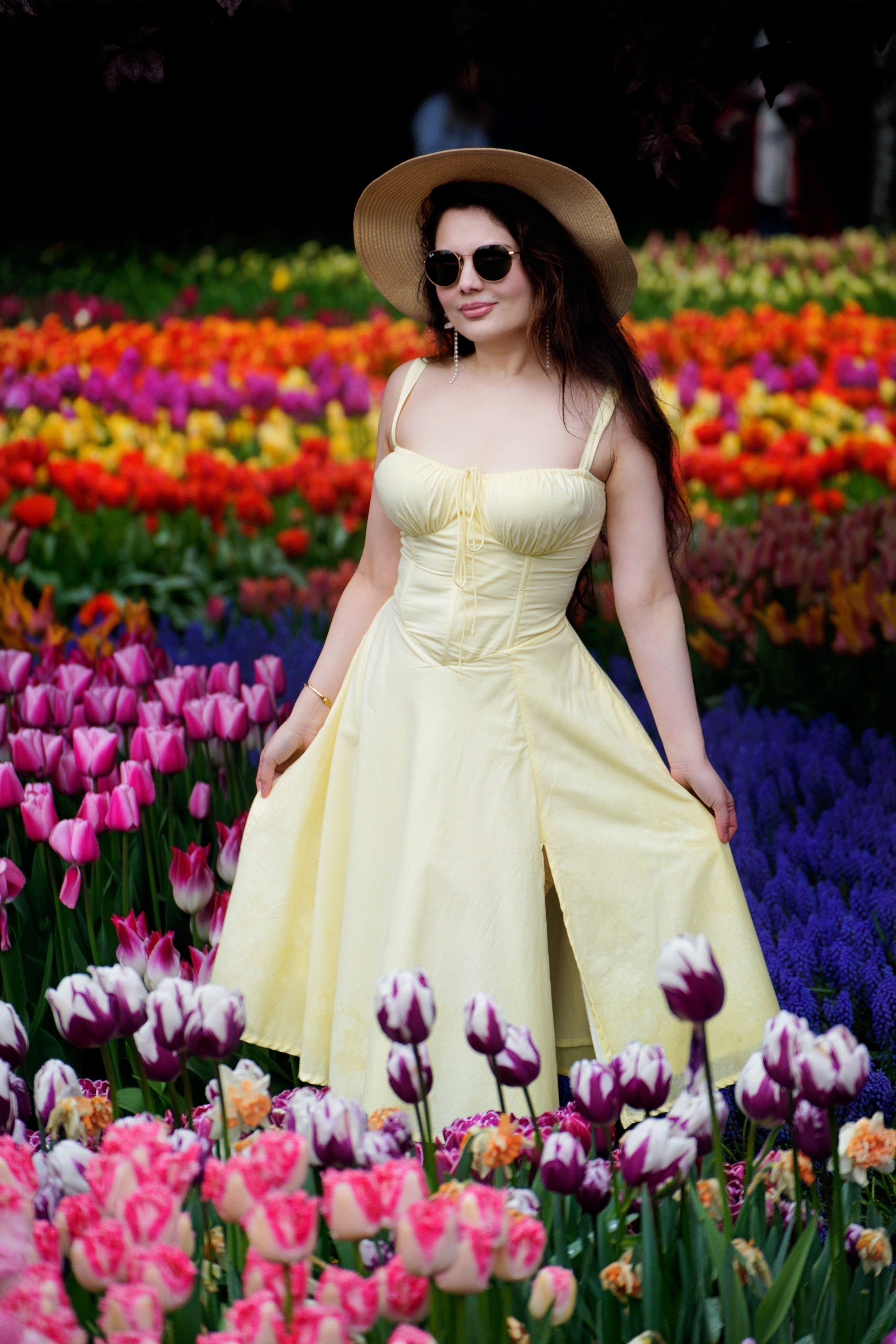 Summer Yellow Poplin Boned Corset Dress