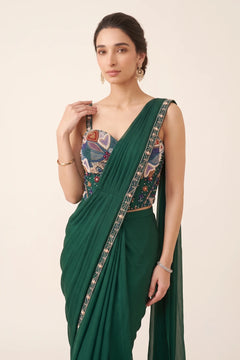 Emerald Riwaayat Pre-Draped Saree Set