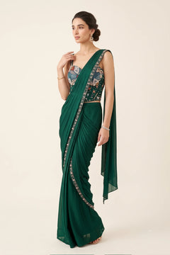 Emerald Riwaayat Pre-Draped Saree Set