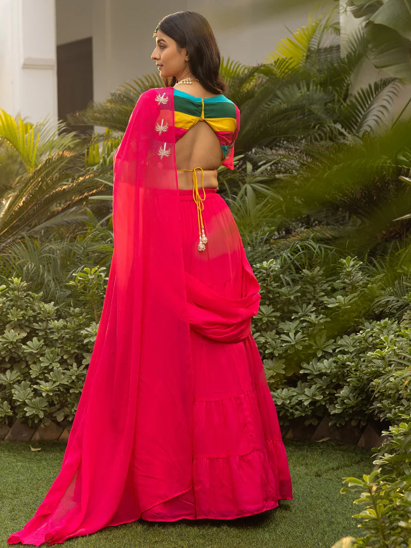 Blush Pink Organza Handwork Saree with Blouse