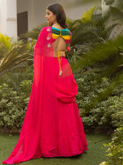 Tales Of Organza Pink Saree with Blouse
