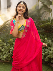 Tales Of Organza Pink Saree with Blouse
