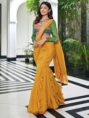 Yellow organza saree