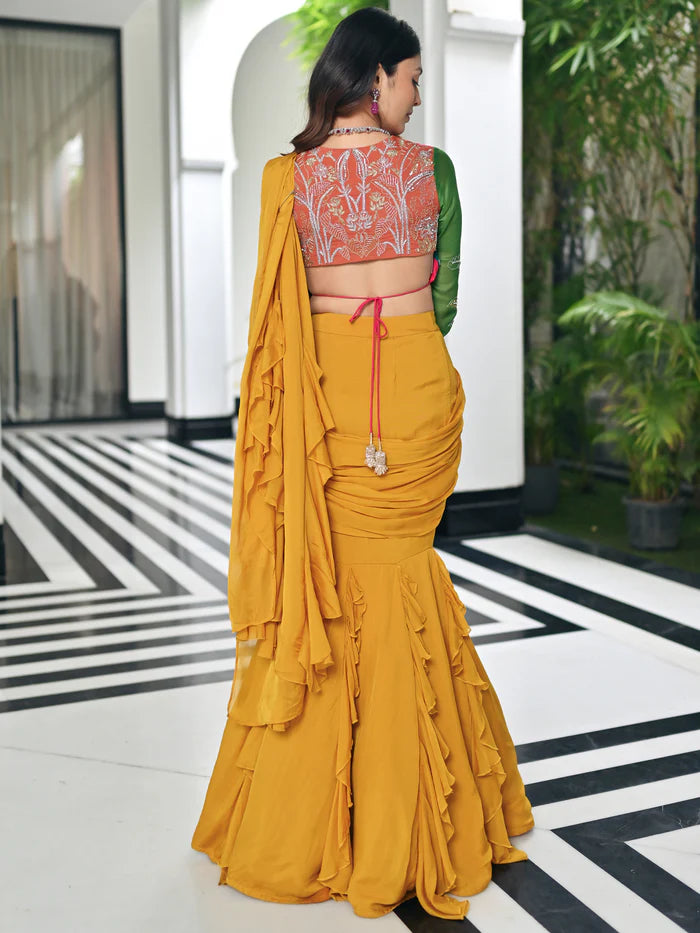 Golden yellow saree