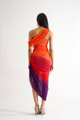 mesh draped party dress