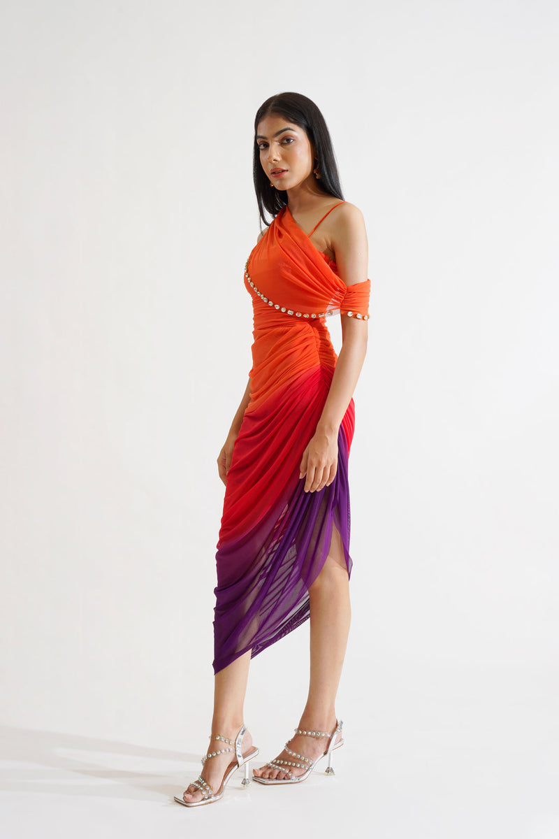evening ombre mesh dress