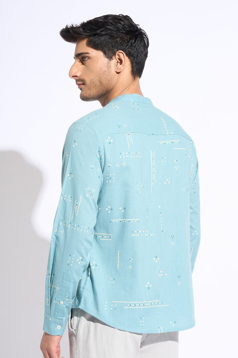 teal kurta style shirt for men