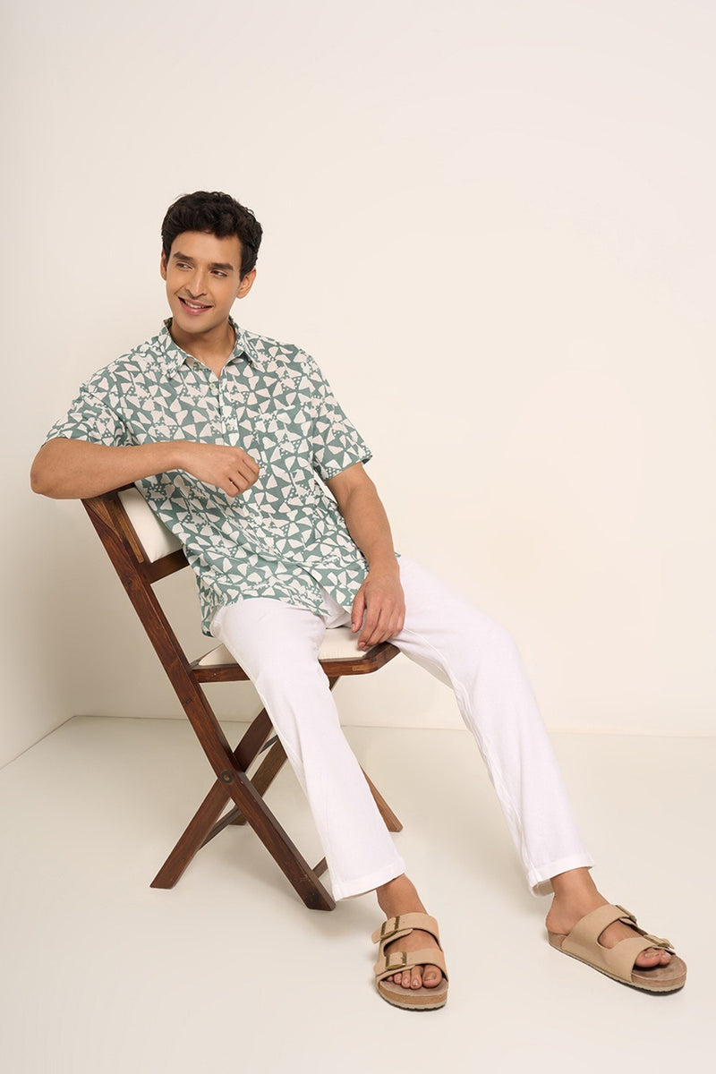 Teal pattern shirt for men