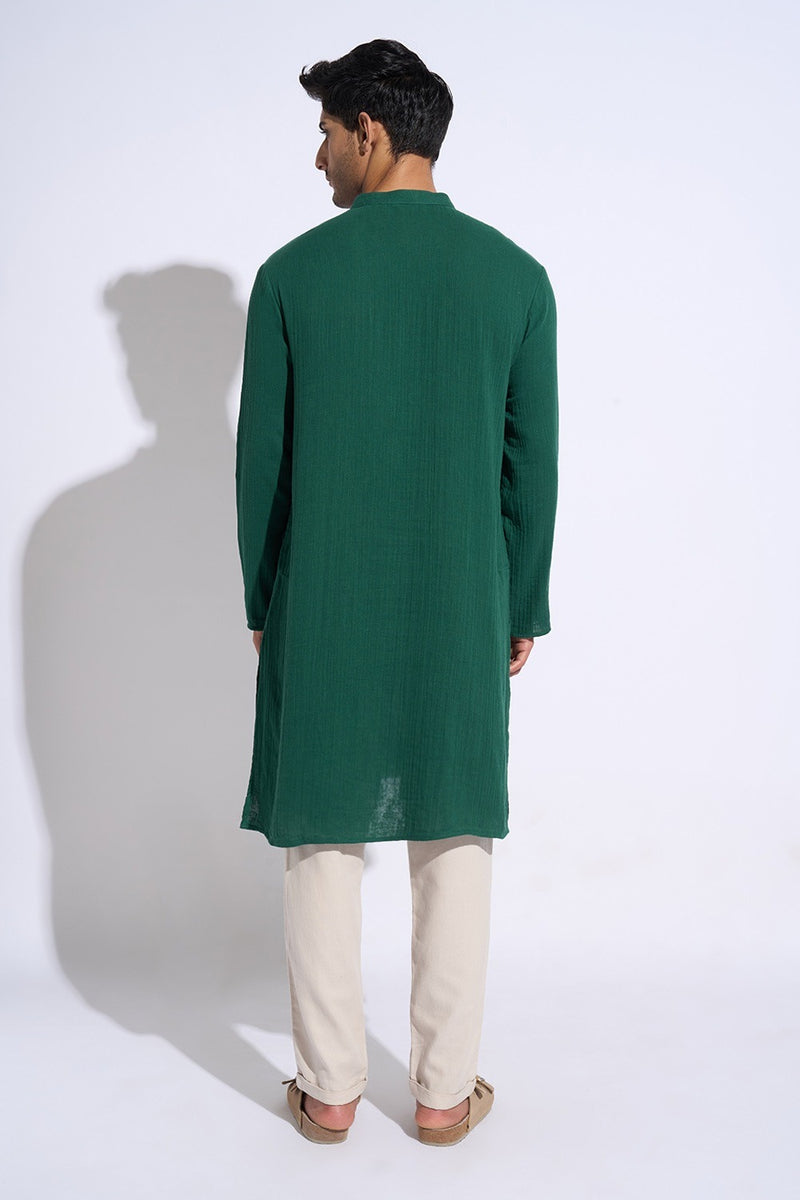 Teal kurta with pockets