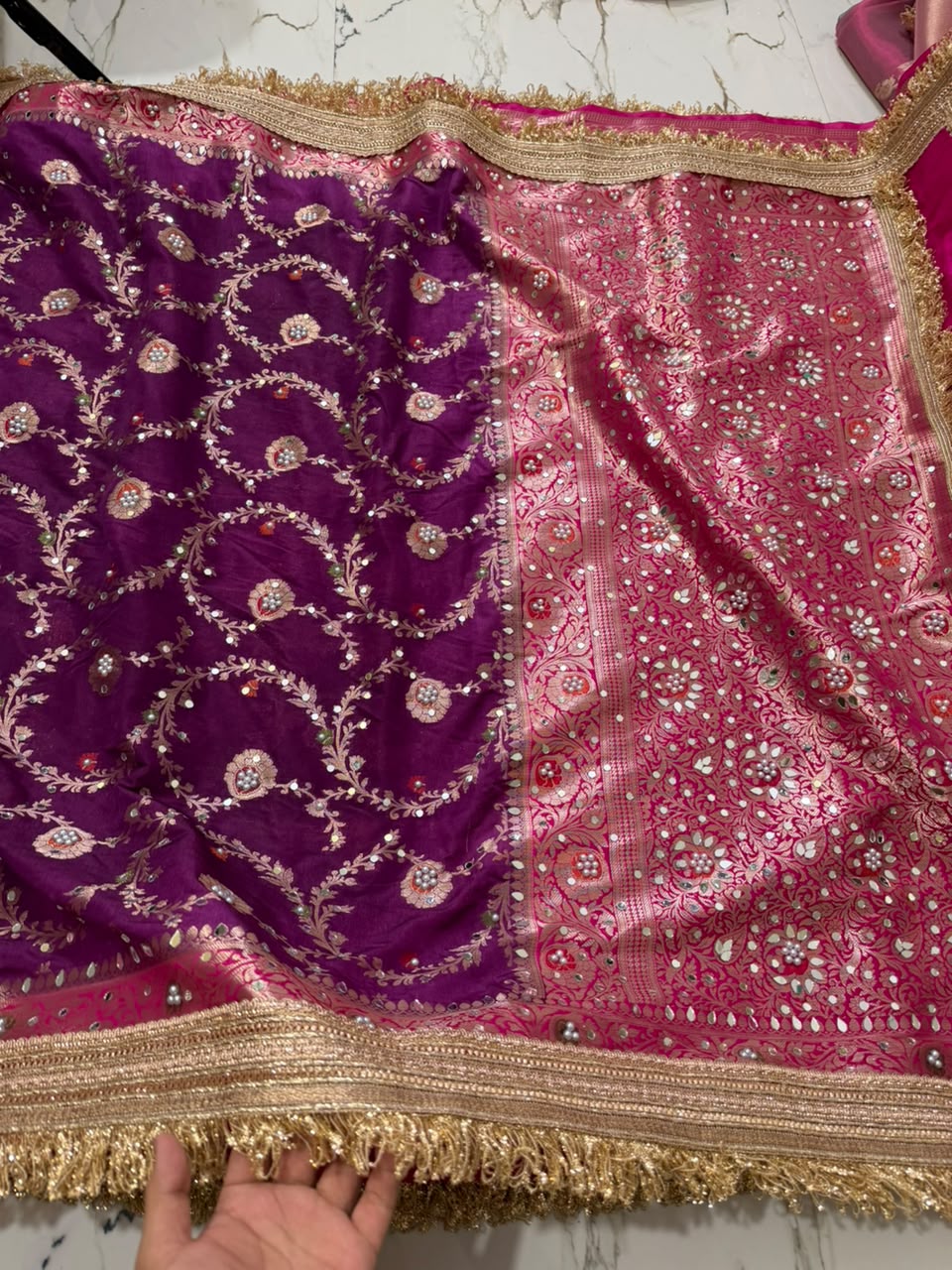 Purple Rose Heritage Saree Tissue Banarasi Saree