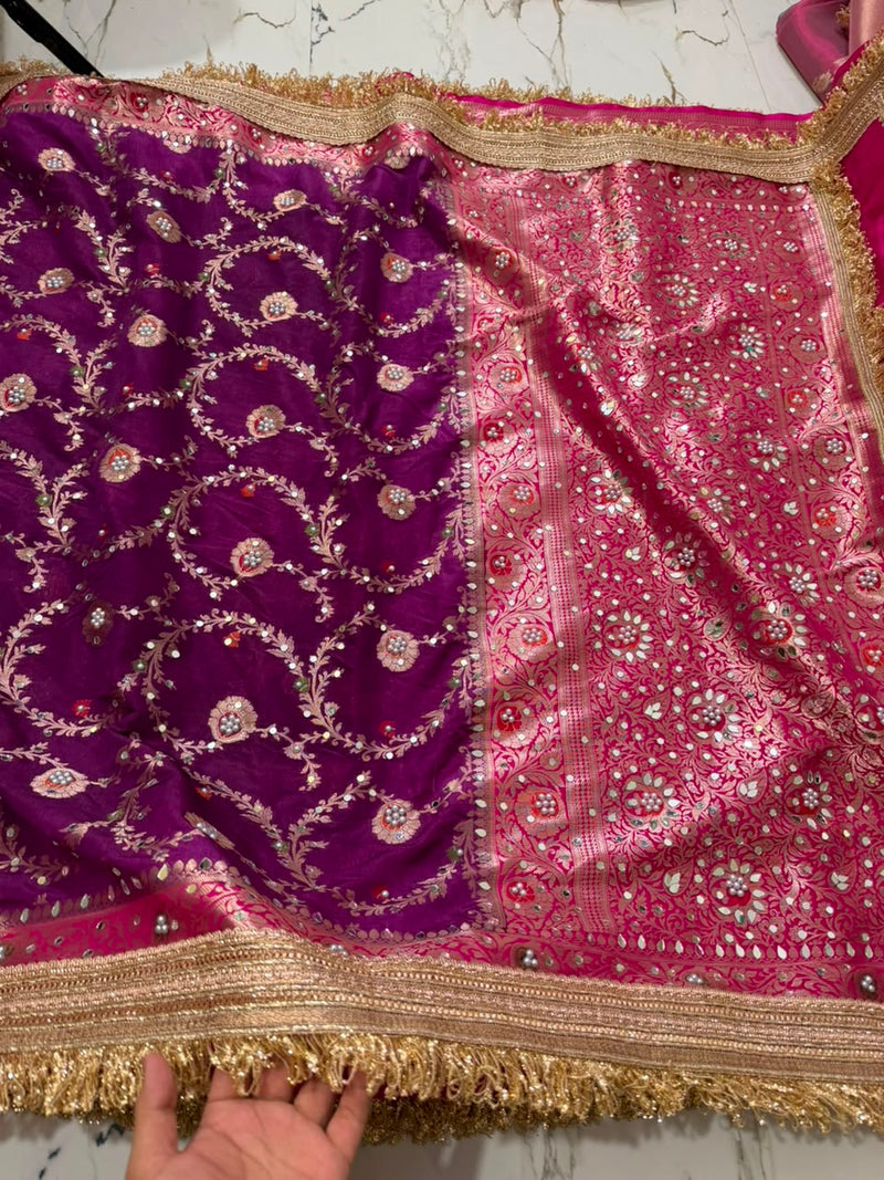 Purple Rose Heritage Saree Tissue Banarasi Saree