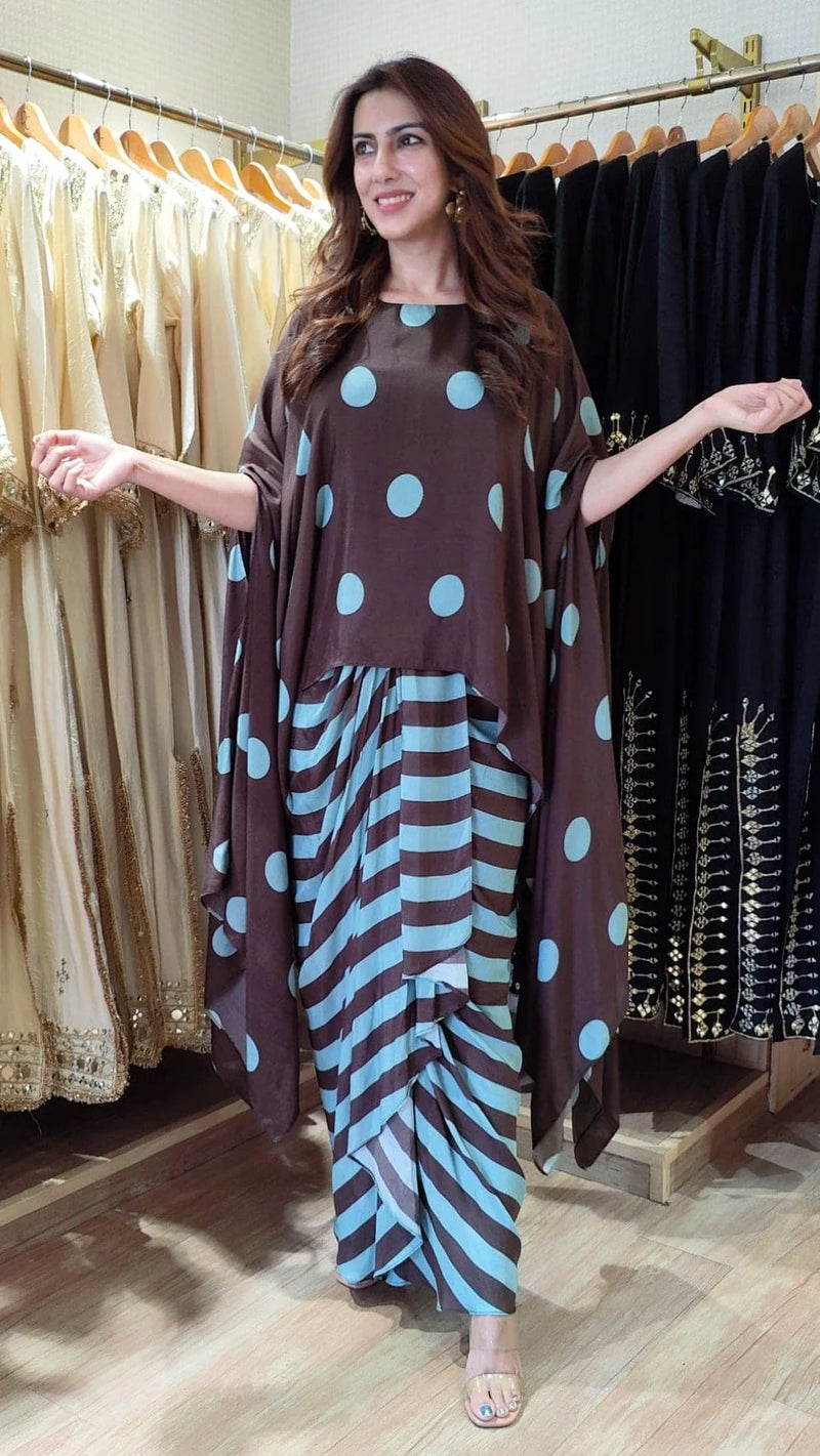Noir Zariya Polka Kaftan Dhoti Set