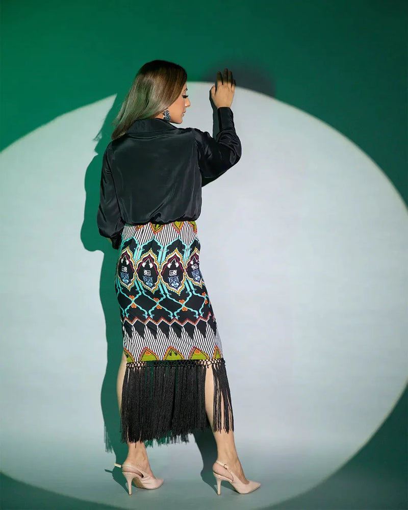 Multicolor Crepe Print Shirt Dress