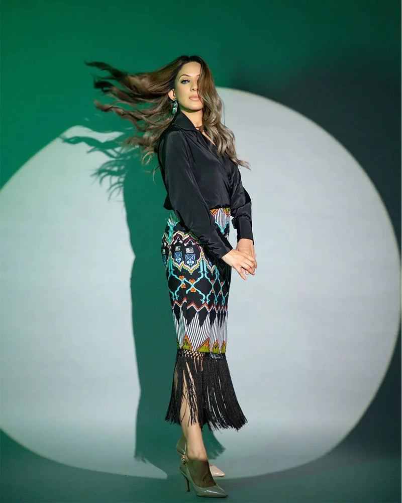 Multicolor Crepe Print Shirt Dress