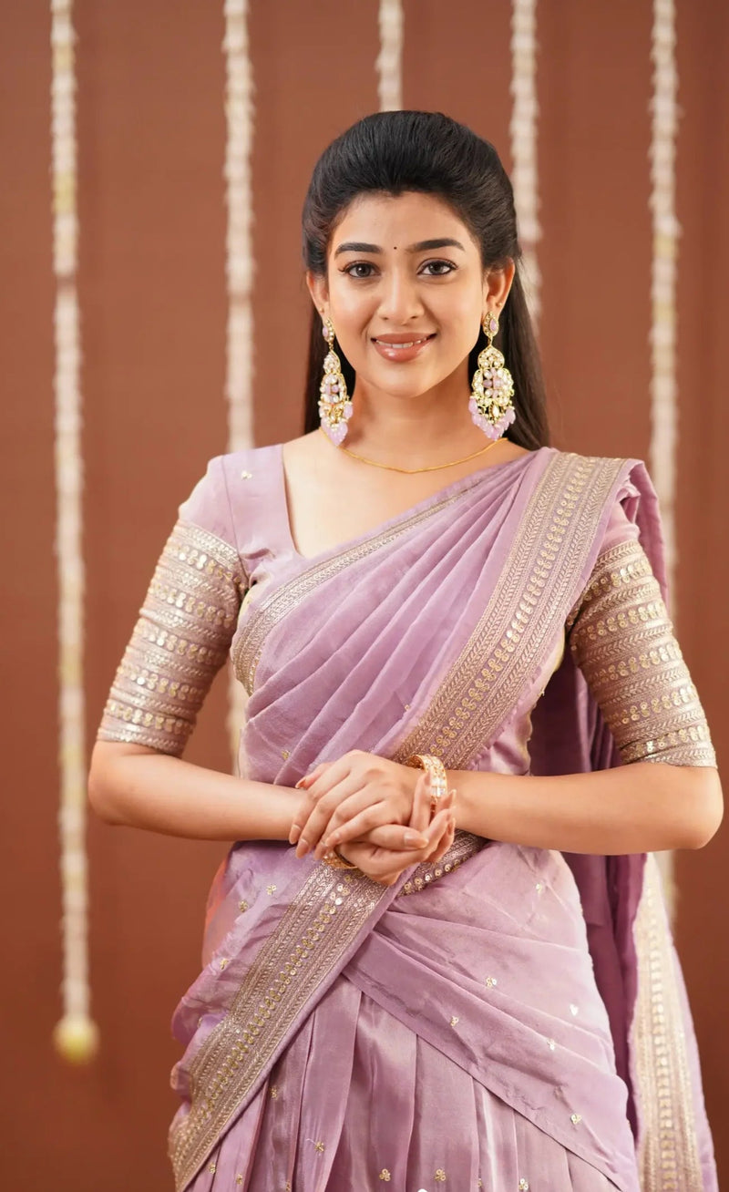 Gaji silk half saree with blouse