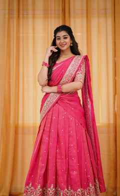 half saree for reception guest outfit