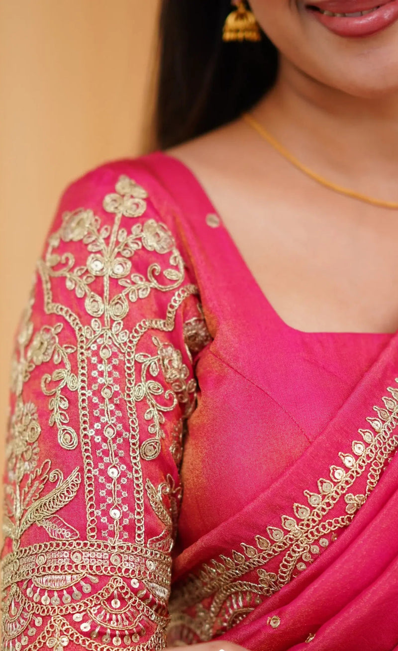 silk half saree for Diwali family photos