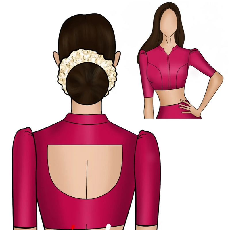 dark pink silk half saree with blouse piece