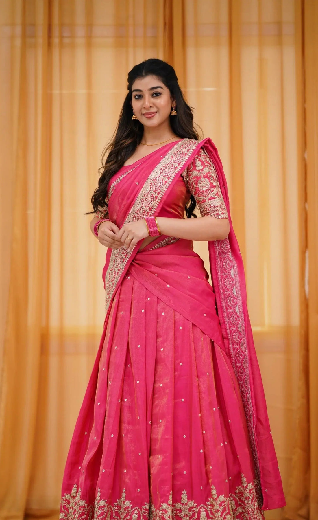 handwoven Gaji silk half saree for women